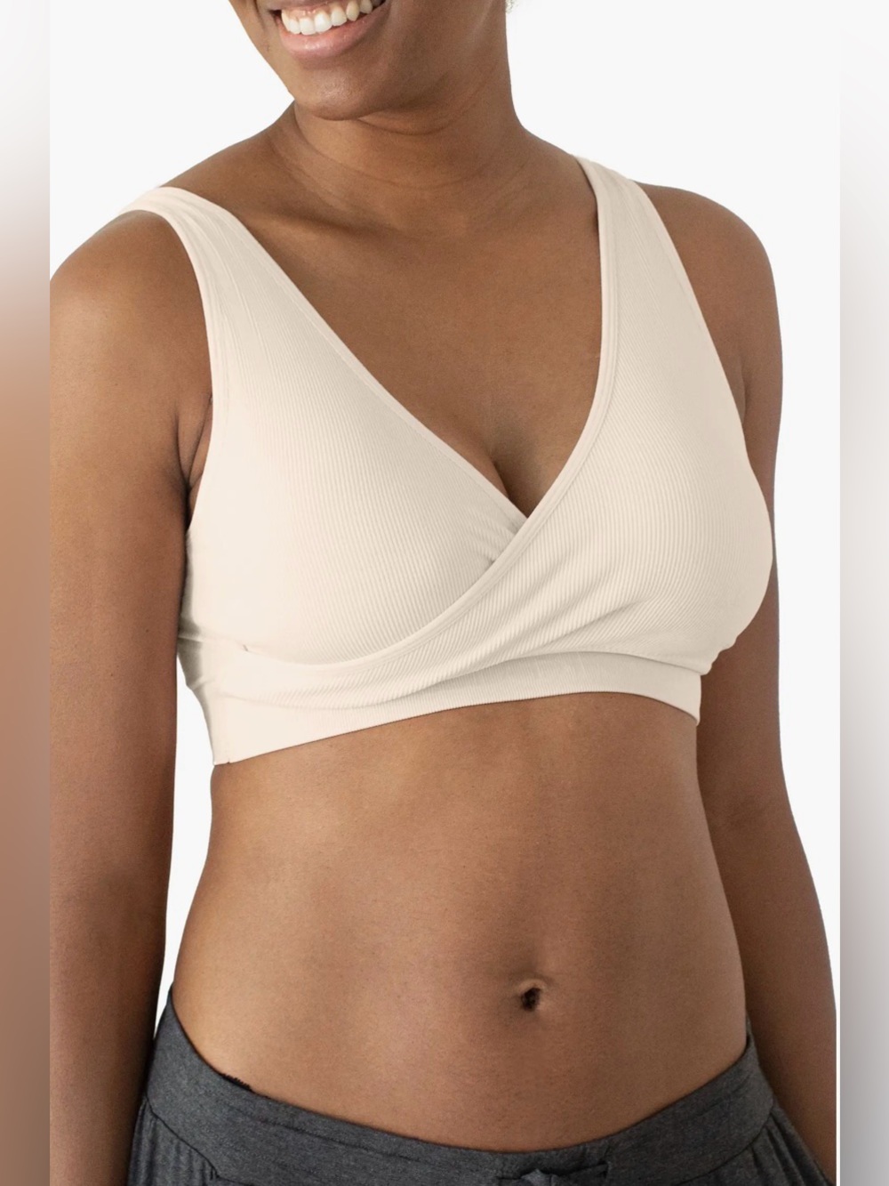 Kindred Bravely Stone Gray Sublime Adjustable Crossover Nursing/Lounge Bra Small